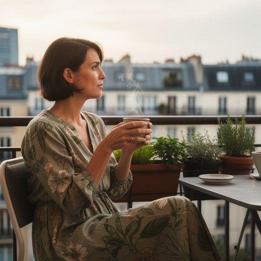 Rankos laikantis arbatos puodelį šalia užrašų knygelės, simbolizuojančios kasdienės rutinos stebėjimą.